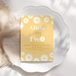 Boho Daisy Twee Bloemen Gouden Bohemian 2e Verjaar Kaart