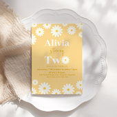 Boho Daisy Twee Bloemen Gouden Bohemian 2e Verjaar Kaart