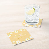 Boho Daisy Twee Bloemen Gouden Bohemian 2e Verjaar Kartonnen Onderzetters (Insitu)