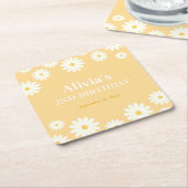 Boho Daisy Twee Bloemen Gouden Bohemian 2e Verjaar Kartonnen Onderzetters (Schuin)