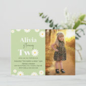 Boho Daisy Twee Bloemen Groene Bohemian 2e Verjaar Kaart (Staand voorkant)