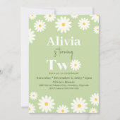 Boho Daisy Twee Bloemen Groene Bohemian 2e Verjaar Kaart (Voorkant)