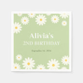 Boho Daisy Twee Bloemen Groene Bohemian 2e Verjaar Servet (Voorkant)