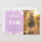 Boho Daisy Twee Bloemen Paarse Bohemen 2e Verjaard Kaart (Voorkant)