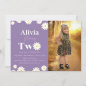 Boho Daisy Twee Bloemen Paarse Bohemen 2e Verjaard Kaart (Voorkant)