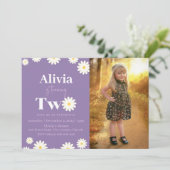 Boho Daisy Twee Bloemen Paarse Bohemen 2e Verjaard Kaart (Staand voorkant)