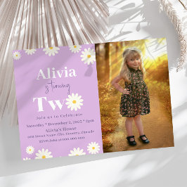 Boho Daisy Twee Bloemen Paarse Bohemen 2e Verjaard Kaart