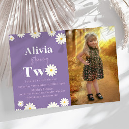 Boho Daisy Twee Bloemen Paarse Bohemen 2e Verjaard Kaart