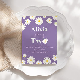 Boho Daisy Twee Bloemen Paarse Bohemen 2e Verjaard Kaart