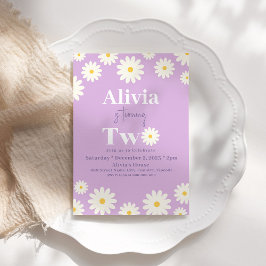 Boho Daisy Twee Bloemen Paarse Bohemen 2e Verjaard Kaart