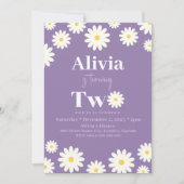 Boho Daisy Twee Bloemen Paarse Bohemen 2e Verjaard Kaart (Voorkant)