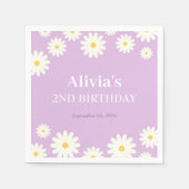 Boho Daisy Twee Bloemen Paarse Bohemen 2e Verjaard Servet (Voorkant)
