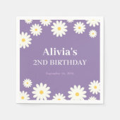 Boho Daisy Twee Bloemen Paarse Bohemen 2e Verjaard Servet (Voorkant)