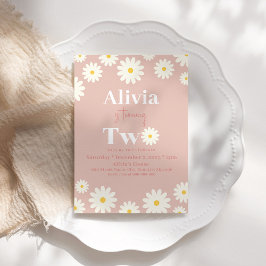 Boho Daisy Twee Bloemen Roze Bohemian 2e Verjaarda Kaart