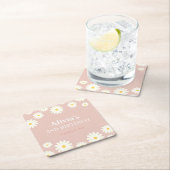Boho Daisy Twee Bloemen Roze Bohemian 2e Verjaarda Kartonnen Onderzetters (Insitu)