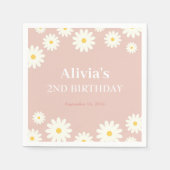 Boho Daisy Twee Bloemen Roze Bohemian 2e Verjaarda Servet (Voorkant)