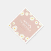 Boho Daisy Twee Bloemen Roze Bohemian 2e Verjaarda Servet (Hoek)