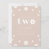 Boho Daisy Tweede Verjaardag uitnodiging (Voorkant)