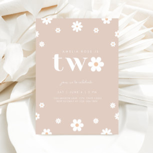 Boho Daisy Tweede Verjaardag uitnodiging