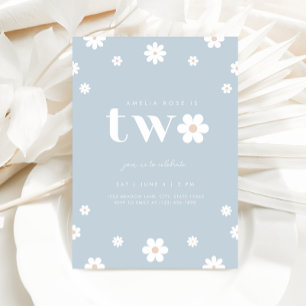 Boho Daisy Tweede Verjaardag uitnodiging