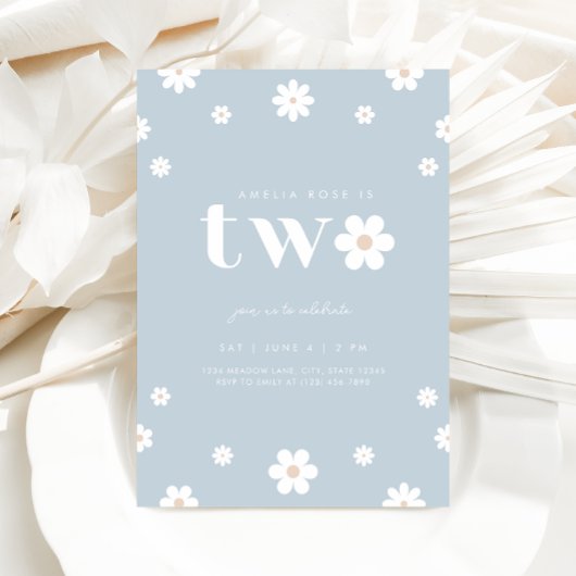 Boho Daisy Tweede Verjaardag uitnodiging