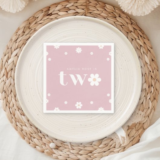 Boho Daisy Tweede Verjaardags Servet