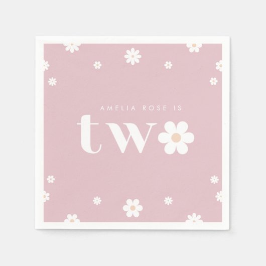 Boho Daisy Tweede Verjaardags Servet (Voorkant)