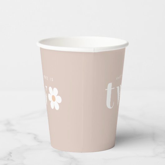 Boho Daisy Tweede Verjaardagsfeestje Papieren Beke Papieren Bekers (Rechts)