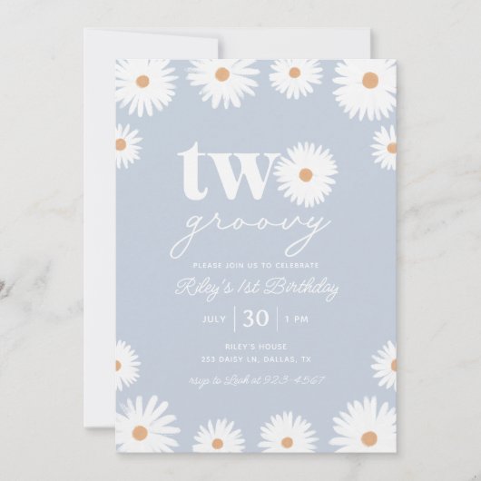 Boho Daisy Two Groovy 2e verjaardag Kaart (Voorkant)