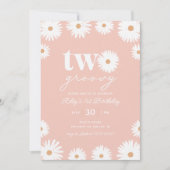 Boho Daisy Two Groovy 2e verjaardag Kaart (Voorkant)