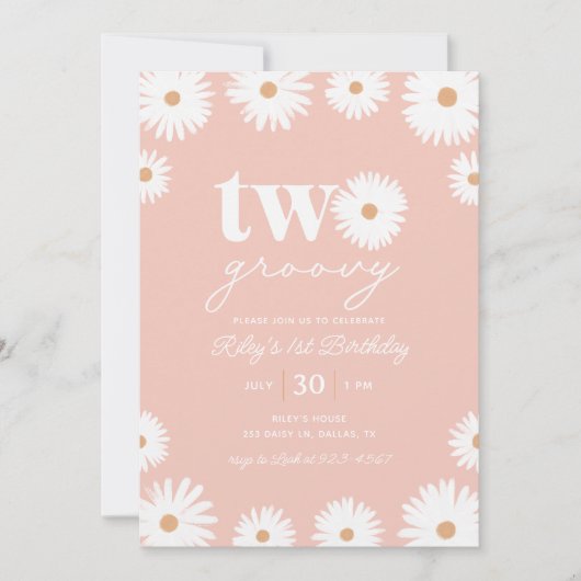 Boho Daisy Two Groovy 2e verjaardag Kaart (Voorkant)