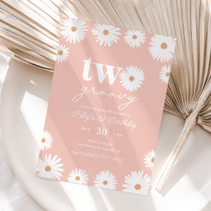 Boho Daisy Two Groovy 2e verjaardag Kaart