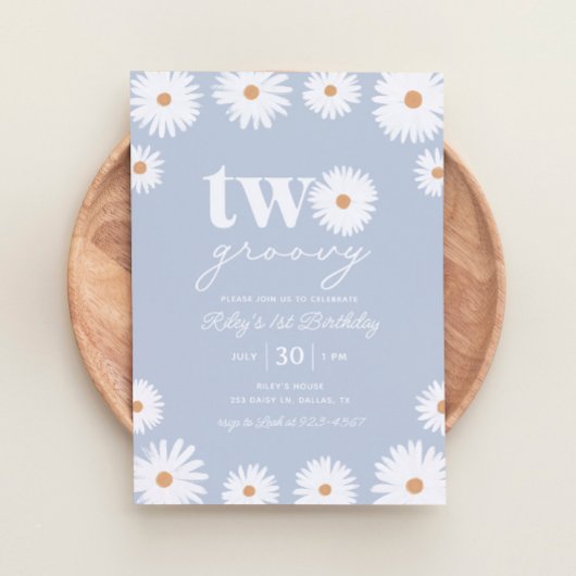 Boho Daisy Two Groovy 2e verjaardag Kaart