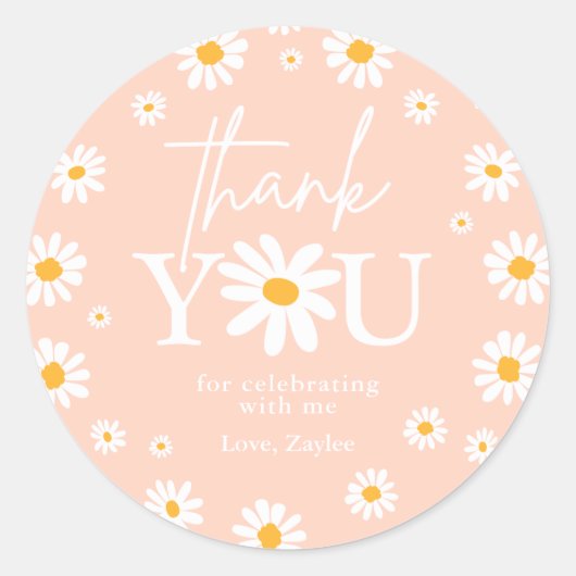 Boho Daisy Two Wild 2e verjaardag Favors Ronde Sticker (Voorkant)