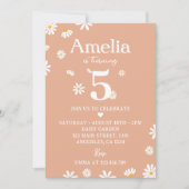 Boho Daisy Uitnodiging voor verjaardagsfeestje op  (Voorkant)