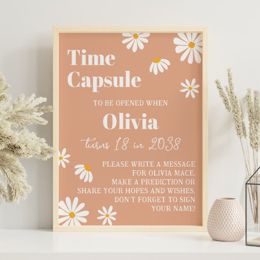 Boho Daisy Verjaardag Tijd Capsule Poster
