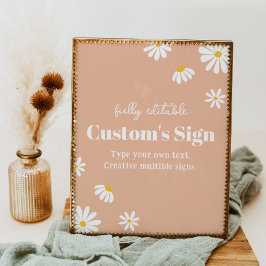 Boho Daisy Verjaardagsfeest Tafelbord Poster