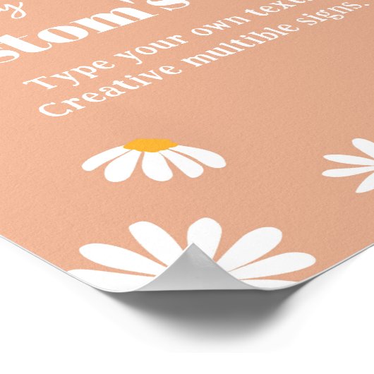 Boho Daisy Verjaardagsfeest Tafelbord Poster (Hoek)