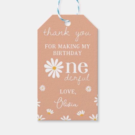 Boho Daisy Verjaardagsfeestje Bedankt Label Cadeaulabel (Voorkant)