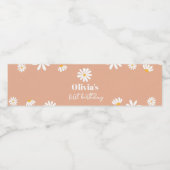 Boho Daisy Verjaardagsfeestje Waterfles Label Etiket (Enkel label)