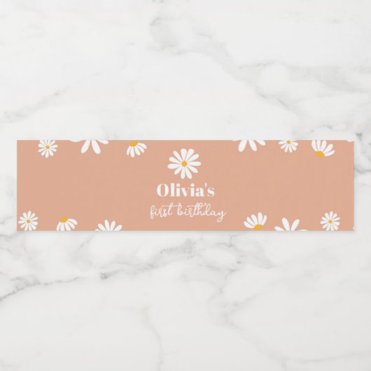 Boho Daisy Verjaardagsfeestje Waterfles Label Waterfles Etiket (Enkel label)