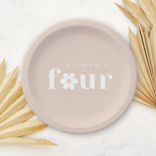 Boho Daisy Vierde Verjaardag Papier Borden Papieren Bordje