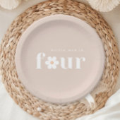 Boho Daisy Vierde Verjaardag Papier Borden Papieren Bordje