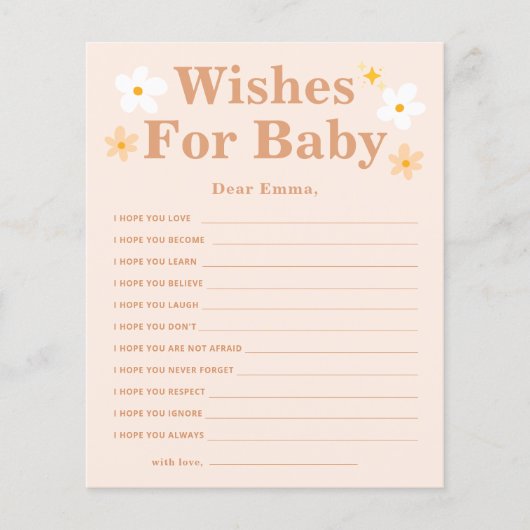 Boho Daisy wenst babyadvieskaarten (Voorkant)