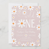 Boho Daisy Wild 1 1e verjaardag uitnodiging (Voorkant)