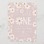 Boho Daisy Wild 1 1e verjaardag uitnodiging (Voorkant / Achterkant)