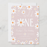 Boho Daisy Wild 1 1e verjaardag uitnodiging