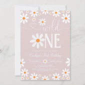 Boho Daisy Wild Een 1e Verjaardag uitnodiging (Voorkant)