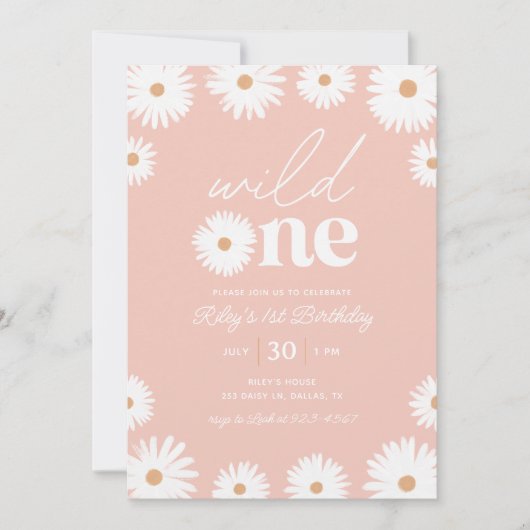 Boho Daisy Wild Een eerste verjaardag Kaart (Voorkant)