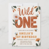Boho Daisy Wild One Eerste Verjaardag Foto Kaart (Voorkant)